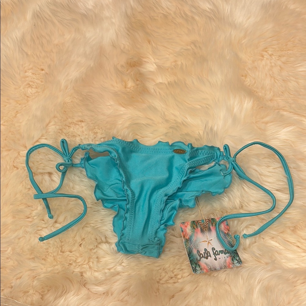 Blue Ruffled Bikini Bottom